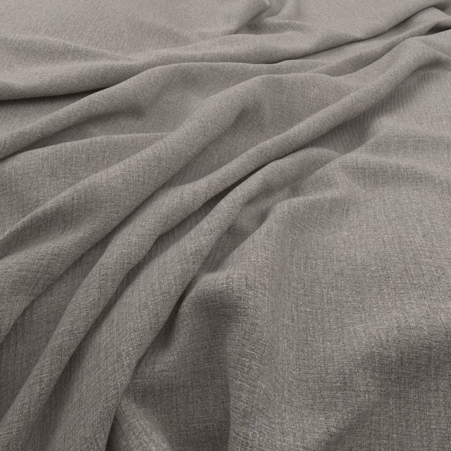 Smoke-grey fine woven fabric draped in soft folds with subtle crosshatch texture