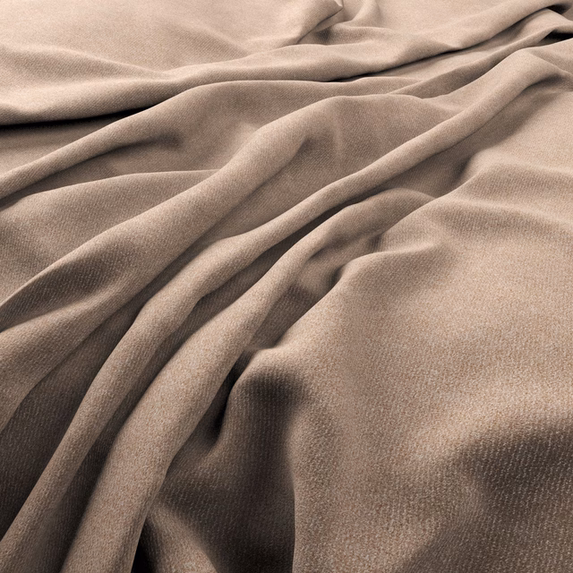 Warm mushroom-taupe textile with a fine woven grain falling into deep soft folds