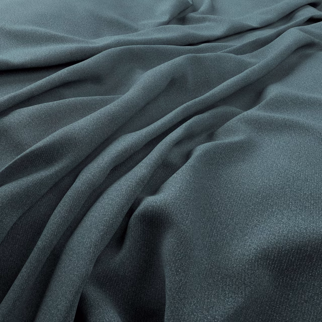 Draped deep blue-teal fabric showing a fine, even woven texture and fluid folds