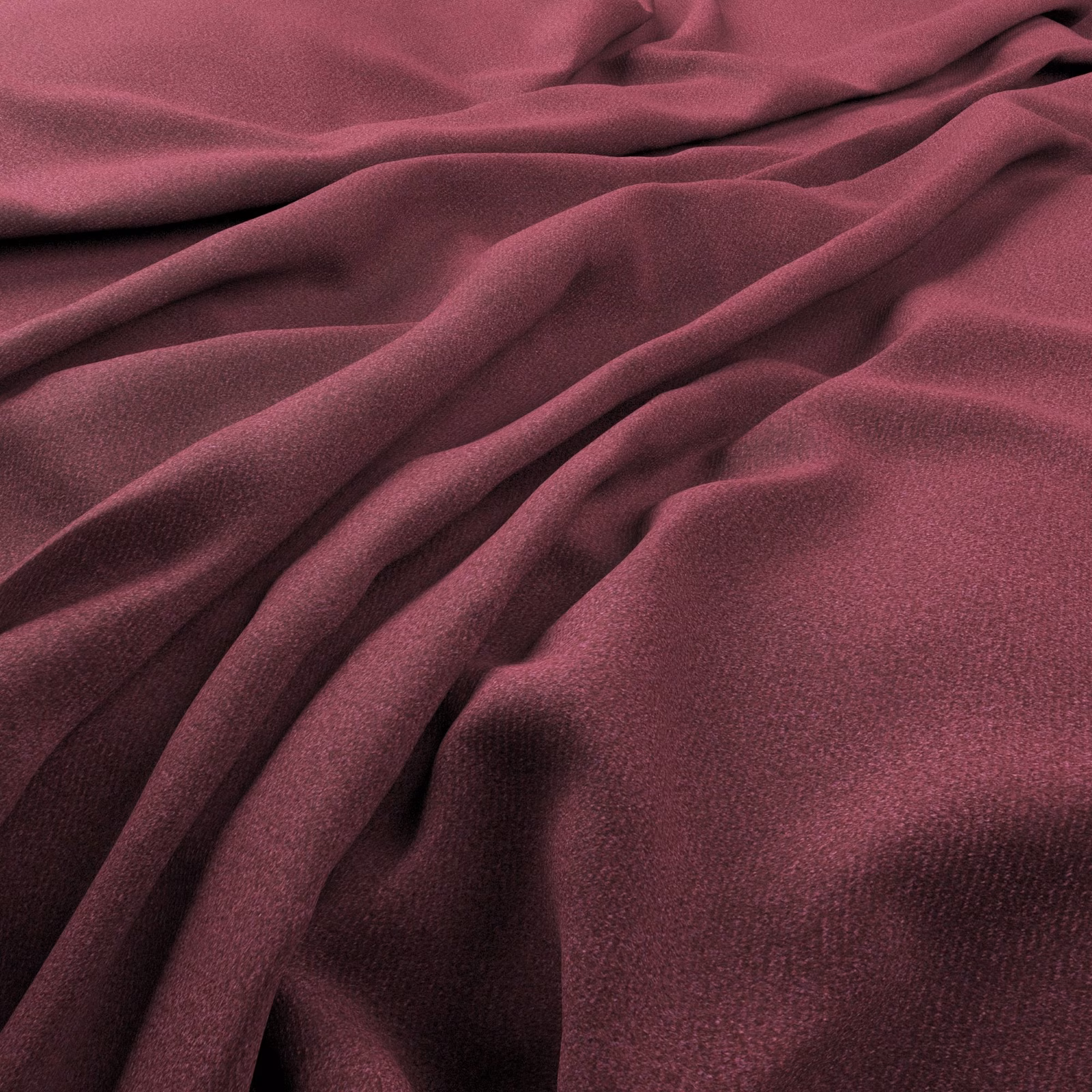 Deep boysenberry plain fabric draped into soft folds with a muted sheen