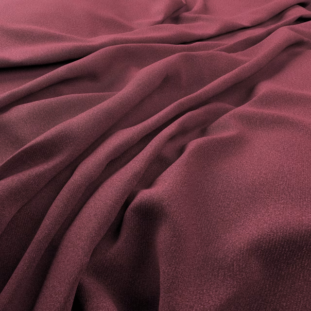 Deep boysenberry plain fabric draped into soft folds with a muted sheen