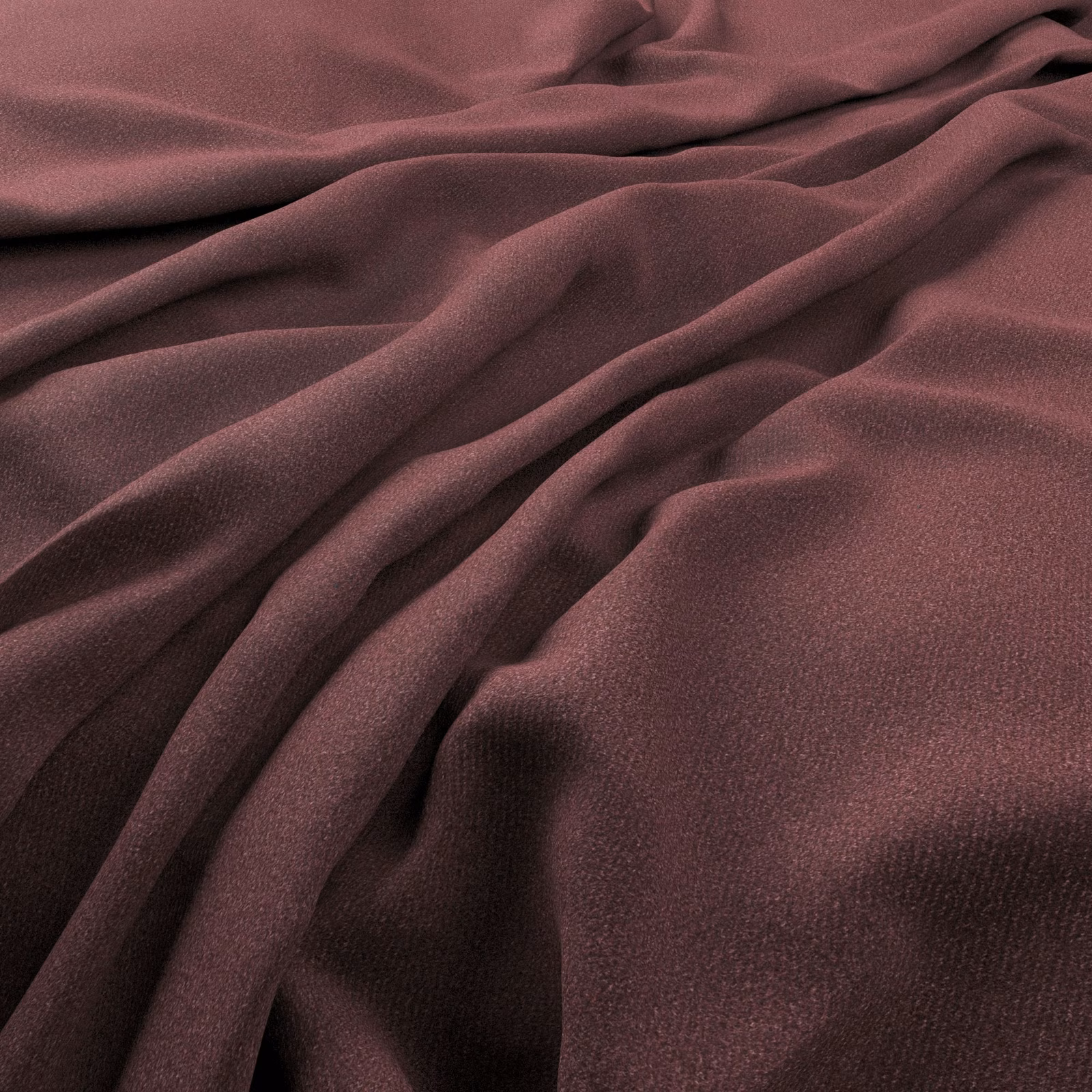Gathered plum-burgundy fabric showing fluid folds, fine texture and soft wine-toned sheen
