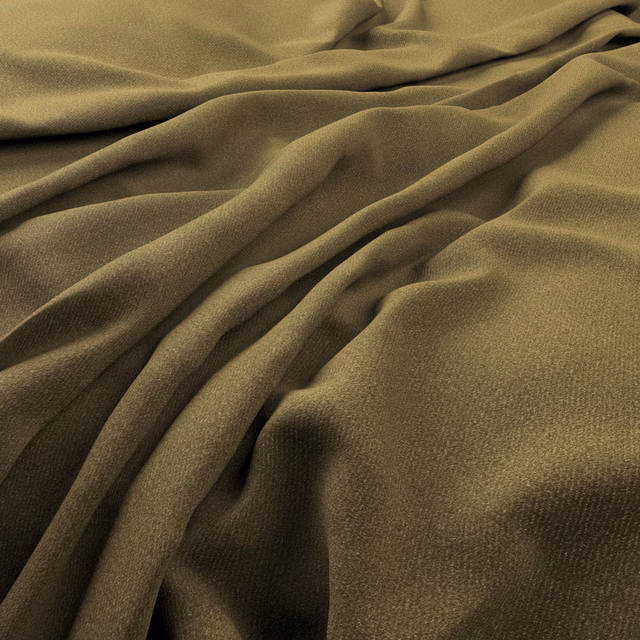 Close view of olive Cypress fabric with fine weave and deep sculpted folds