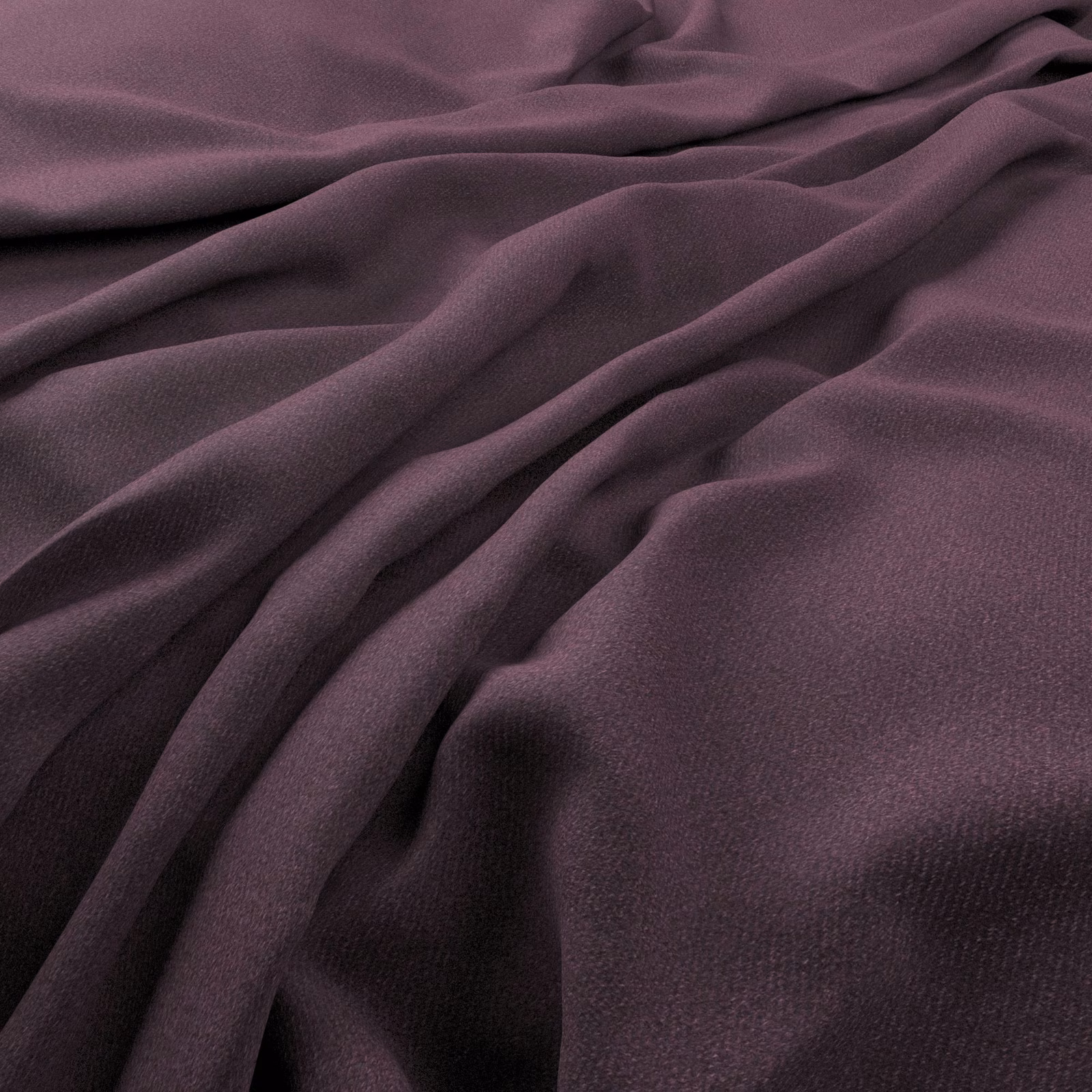 Deep aubergine plum fabric with fine weave gathered into softly lustrous folds