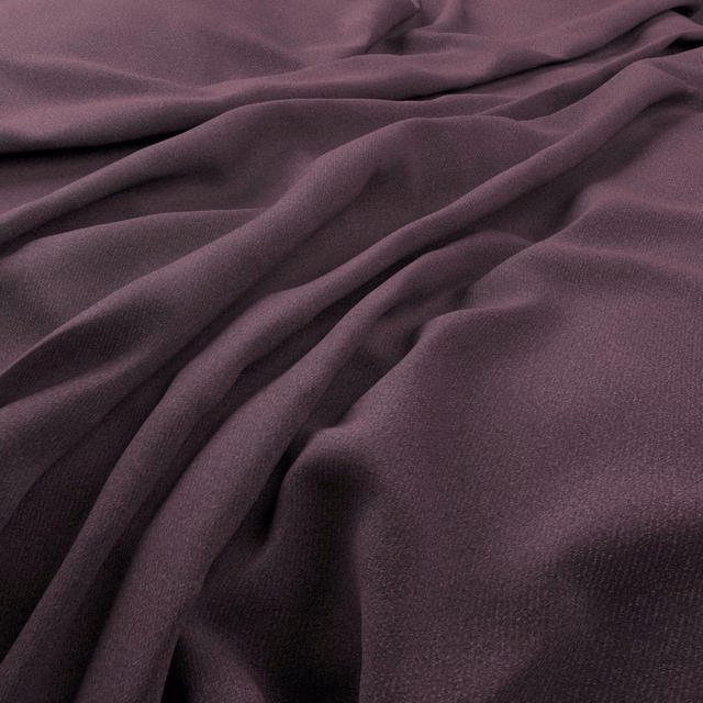 Deep aubergine plum fabric with fine weave gathered into softly lustrous folds