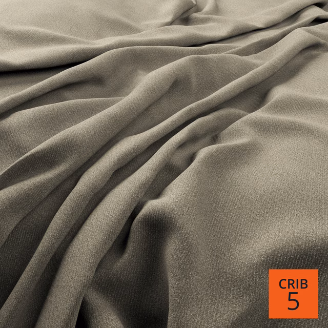 Warm taupe-grey fine-weave cloth gathered into soft, fluid folds