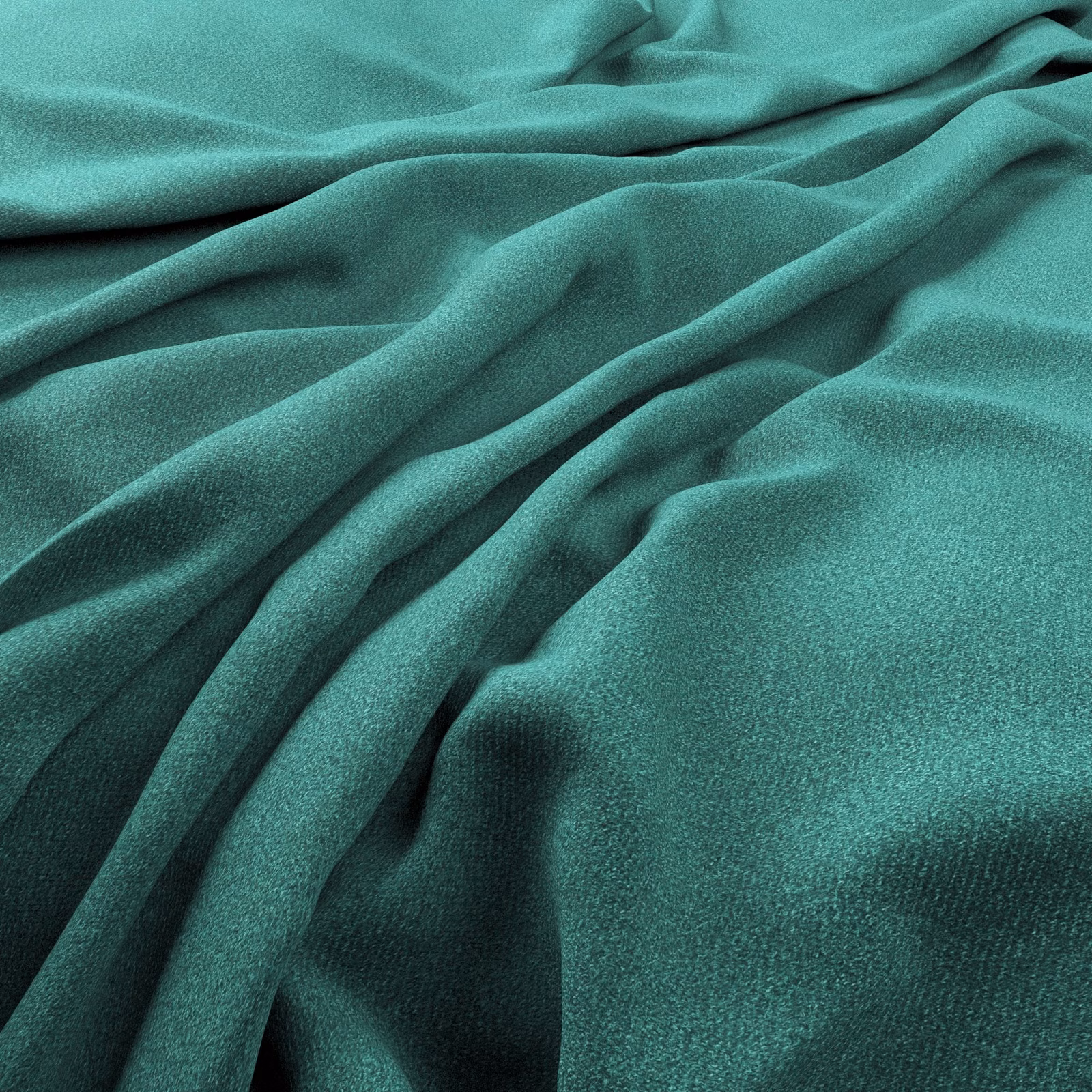Deep mallard teal fabric with a soft textured surface draped in flowing folds