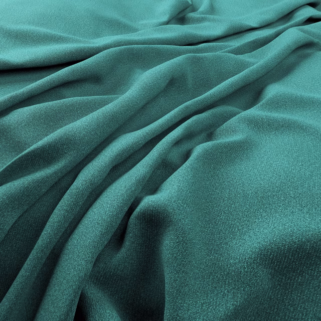 Deep mallard teal fabric with a soft textured surface draped in flowing folds