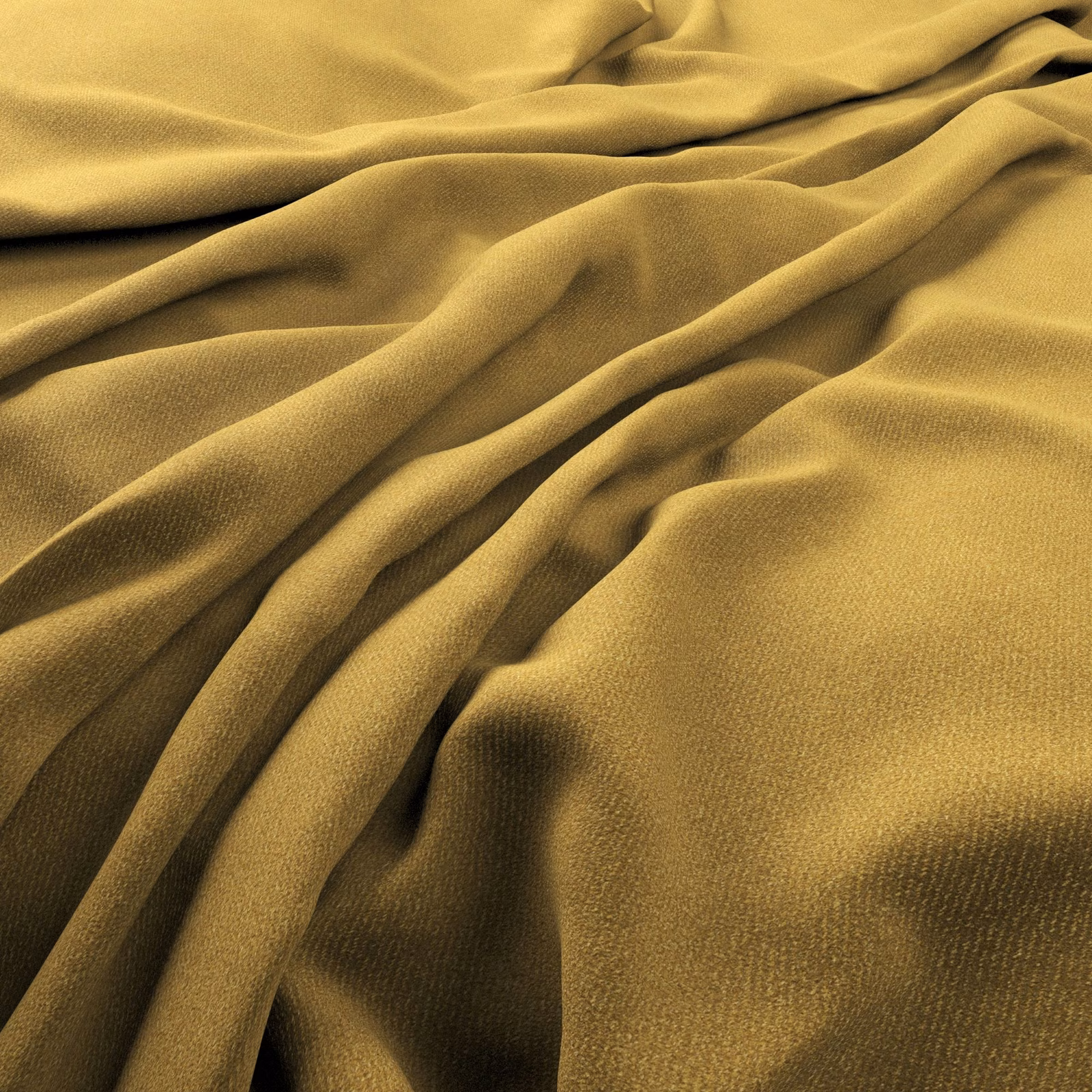 Warm mustard-gold fabric with fine grain and deep fluid folds
