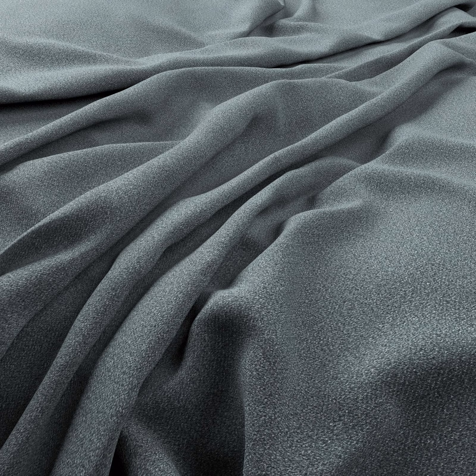 Cool blue-grey Alpaka fabric with fine grain and deep fluid folds