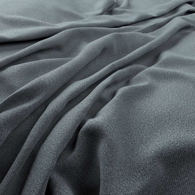 Cool blue-grey Alpaka fabric with fine grain and deep fluid folds