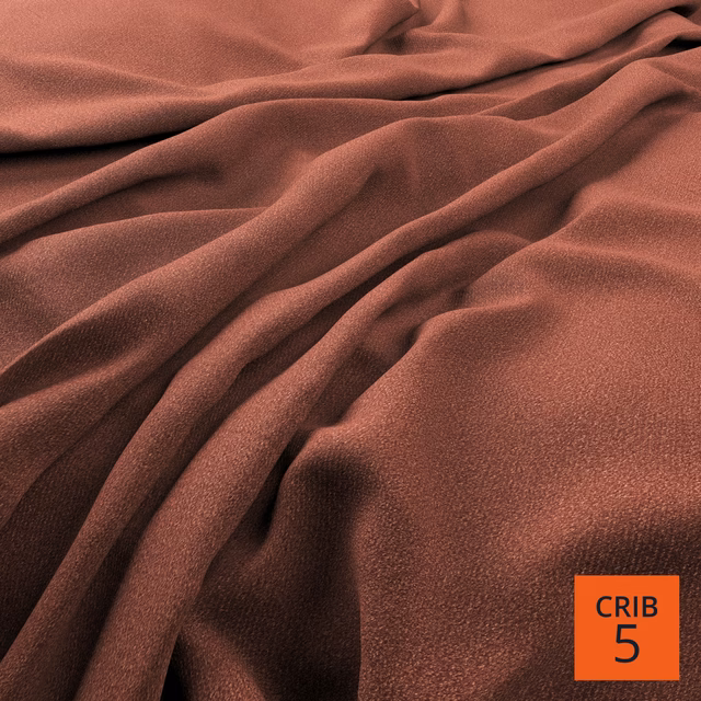 Warm terracotta-brown fabric with fine grain and softly reflective folded surface