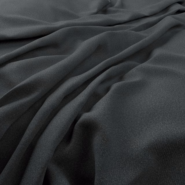 Deep blue-charcoal textile with fine texture gathered into softly fluid folds