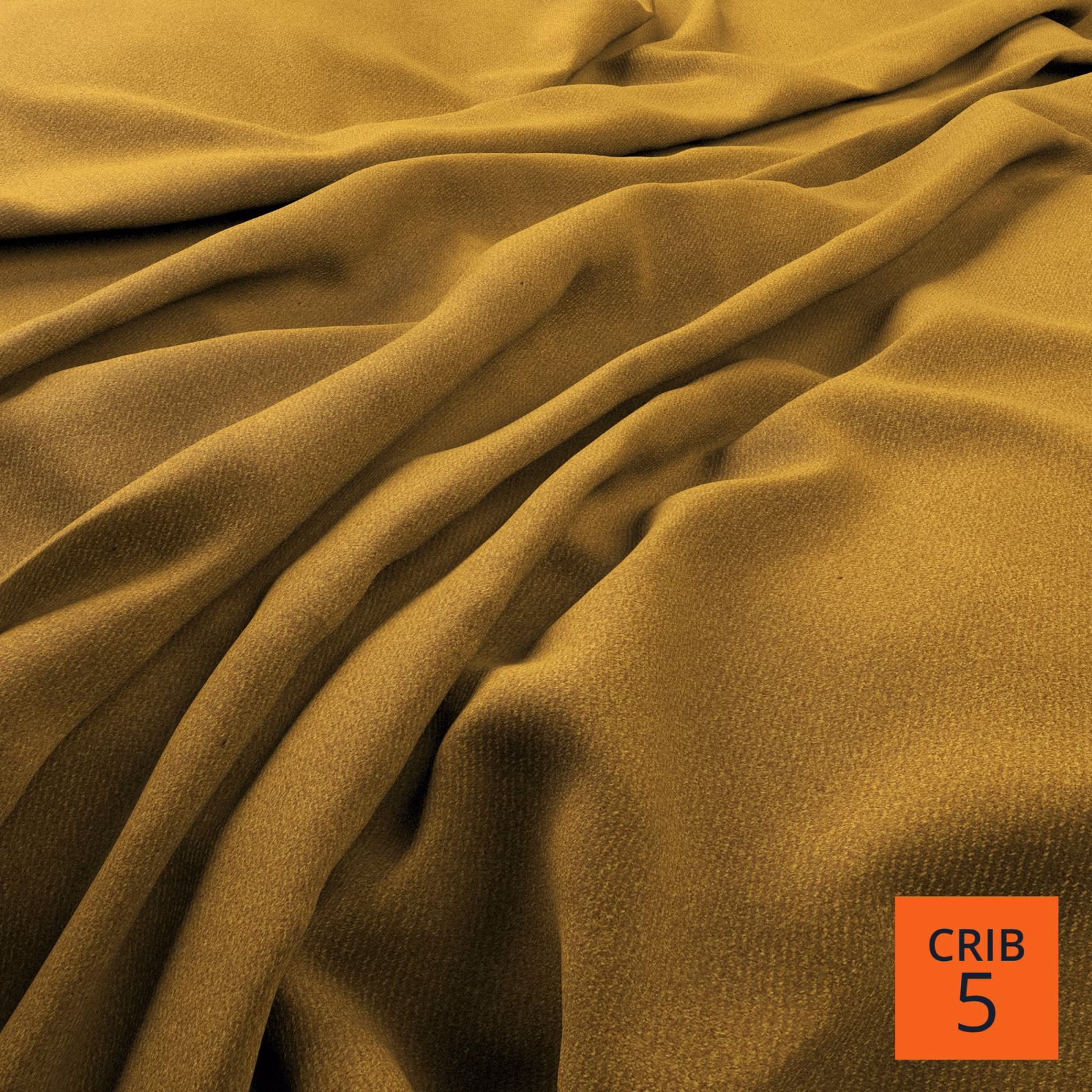 Warm turmeric-gold fabric with fine texture and deep bronze shadows in folds
