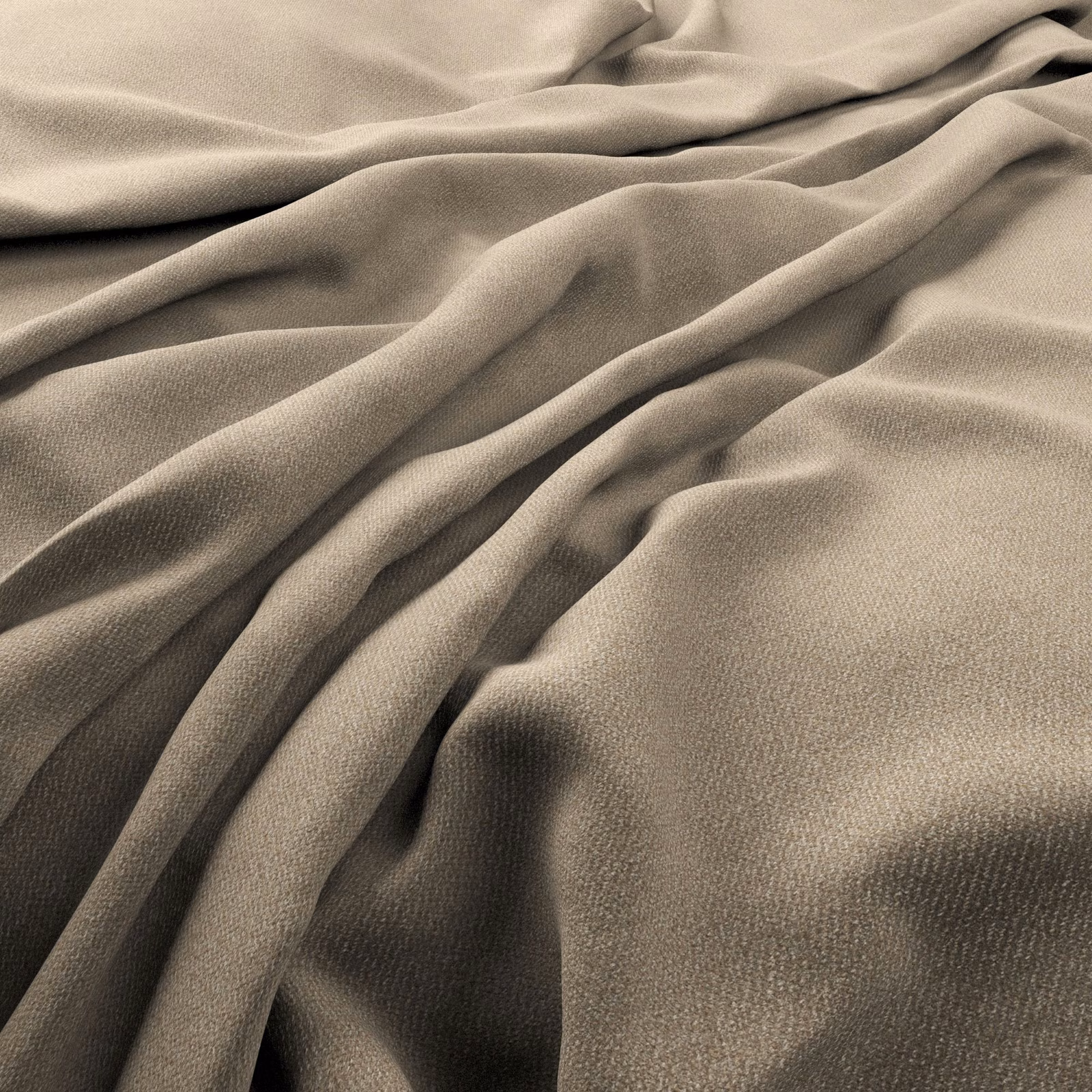 Warm greige taupe fabric with a fine woven surface, softly draped