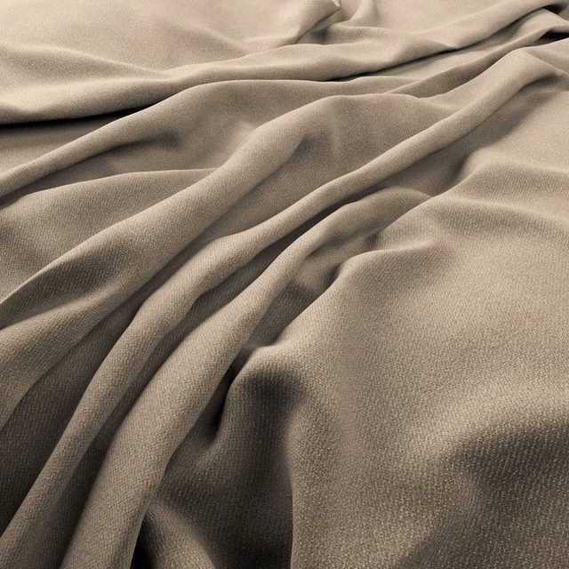 Warm greige taupe fabric with a fine woven surface, softly draped