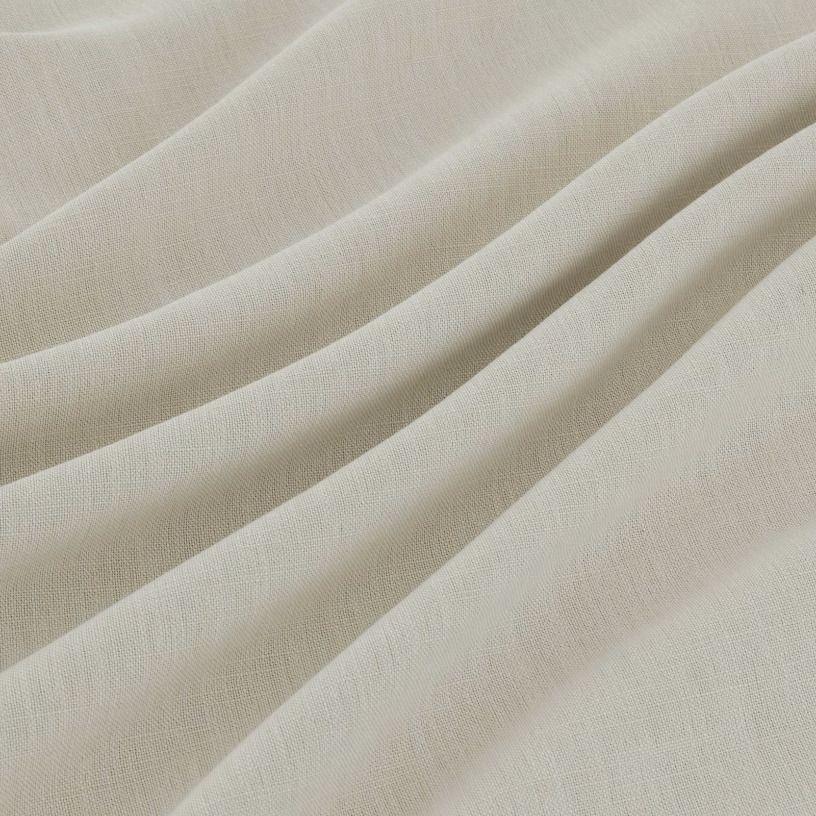 Pale chalk-ivory plain weave fabric falling in soft, fluid folds