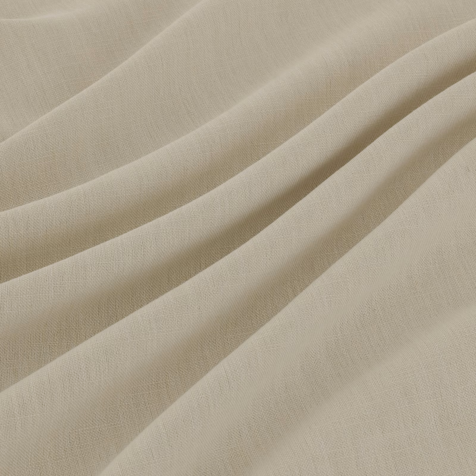 Warm ivory fine-weave fabric gathered into broad, softly lit draped folds