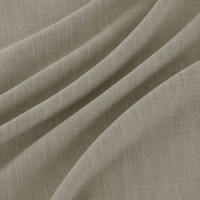 Misty taupe-grey woven fabric with subtle crosshatch texture falling in soft folds