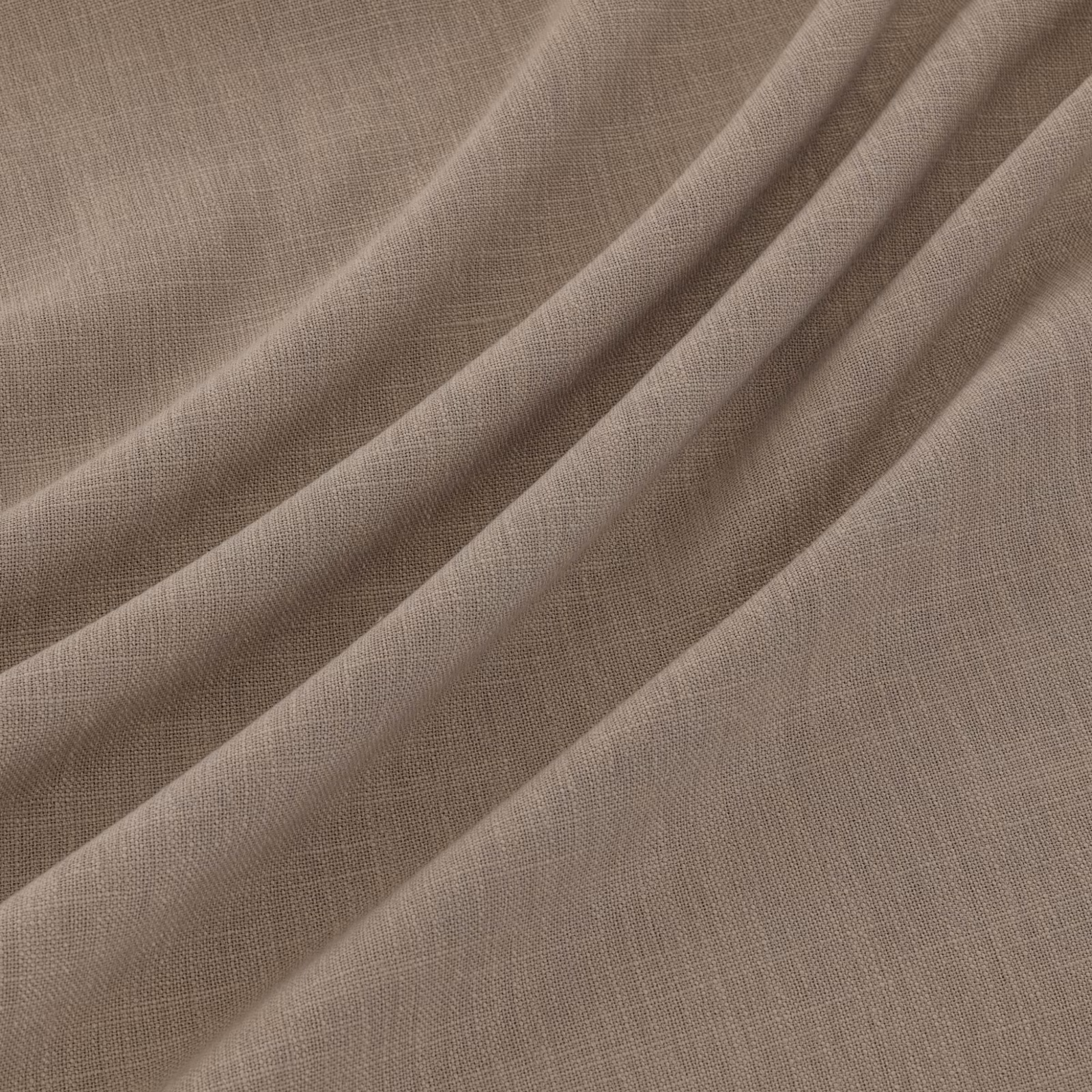 Muted taupe Raisin fabric with fine crosshatch weave falling into soft diagonal folds