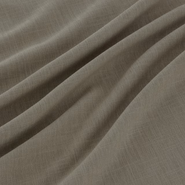 Cool taupe-grey crosshatched weave falling into softly rounded fabric folds