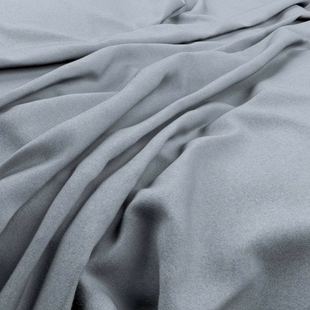 Cool blue-grey Amatheon cloth gathered into soft, fluid folds