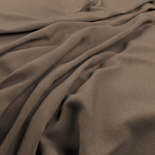 Cool taupe-grey Amatheon fabric draped in broad folds with a soft, even surface