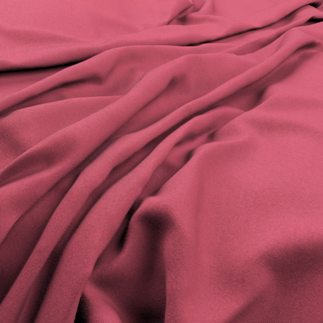 Rich fuchsia pink fabric with a softly brushed surface gathered into deep flowing folds