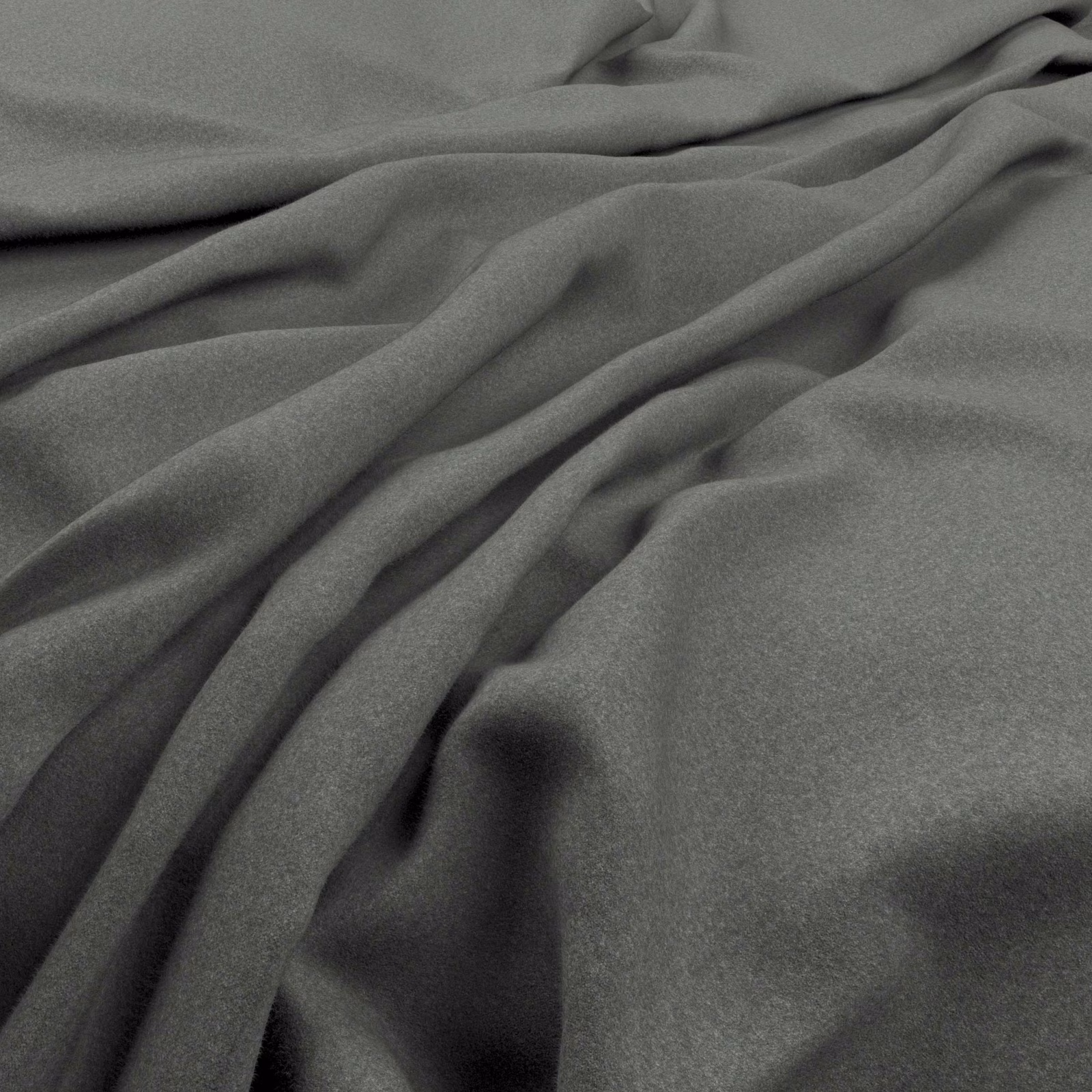 Plain gunmetal-grey fabric in soft folds with a subtly textured surface