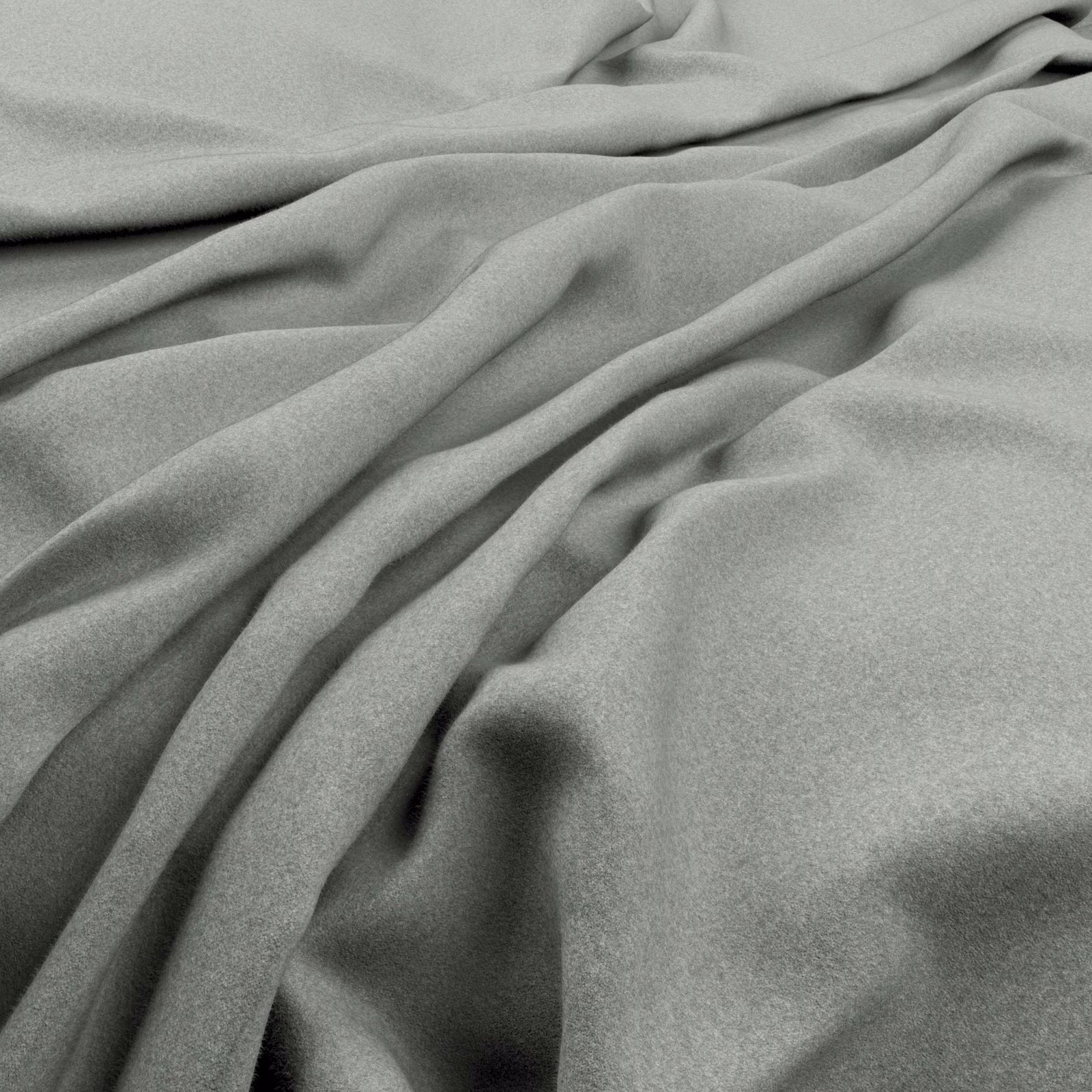 Cool lead-grey fabric gathered in fluid folds with a fine even texture