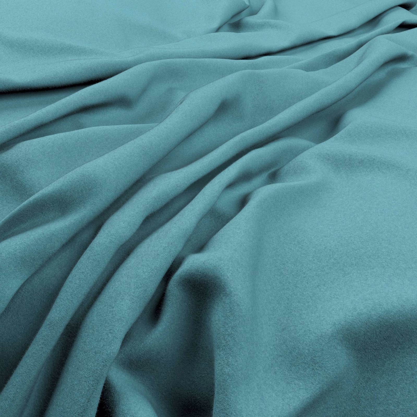 Smooth Pacific teal fabric draped in folds, with aqua highlights and deep blue-green shadows