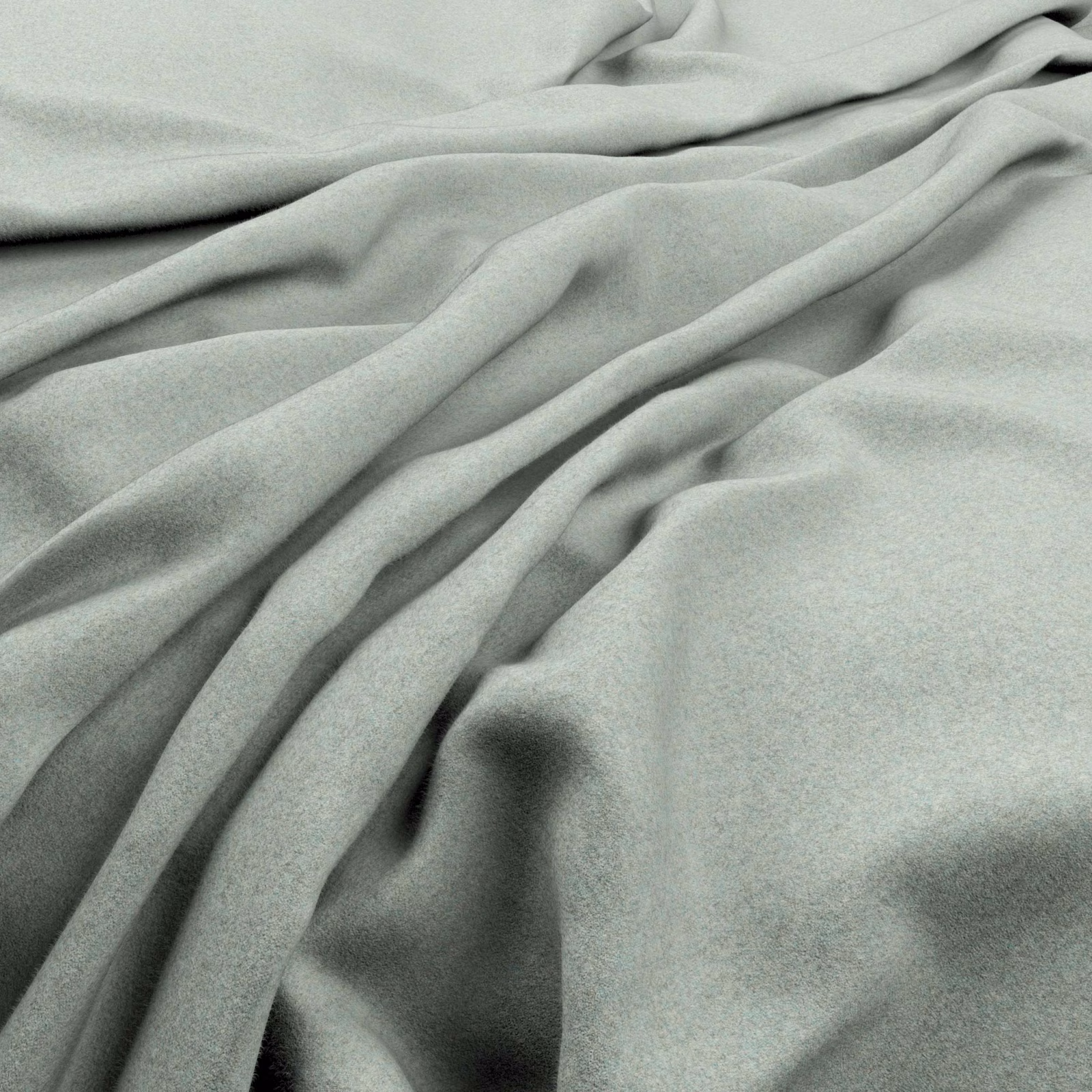 Pale peppermint-green fabric with a soft matte surface gathered into fluid folds