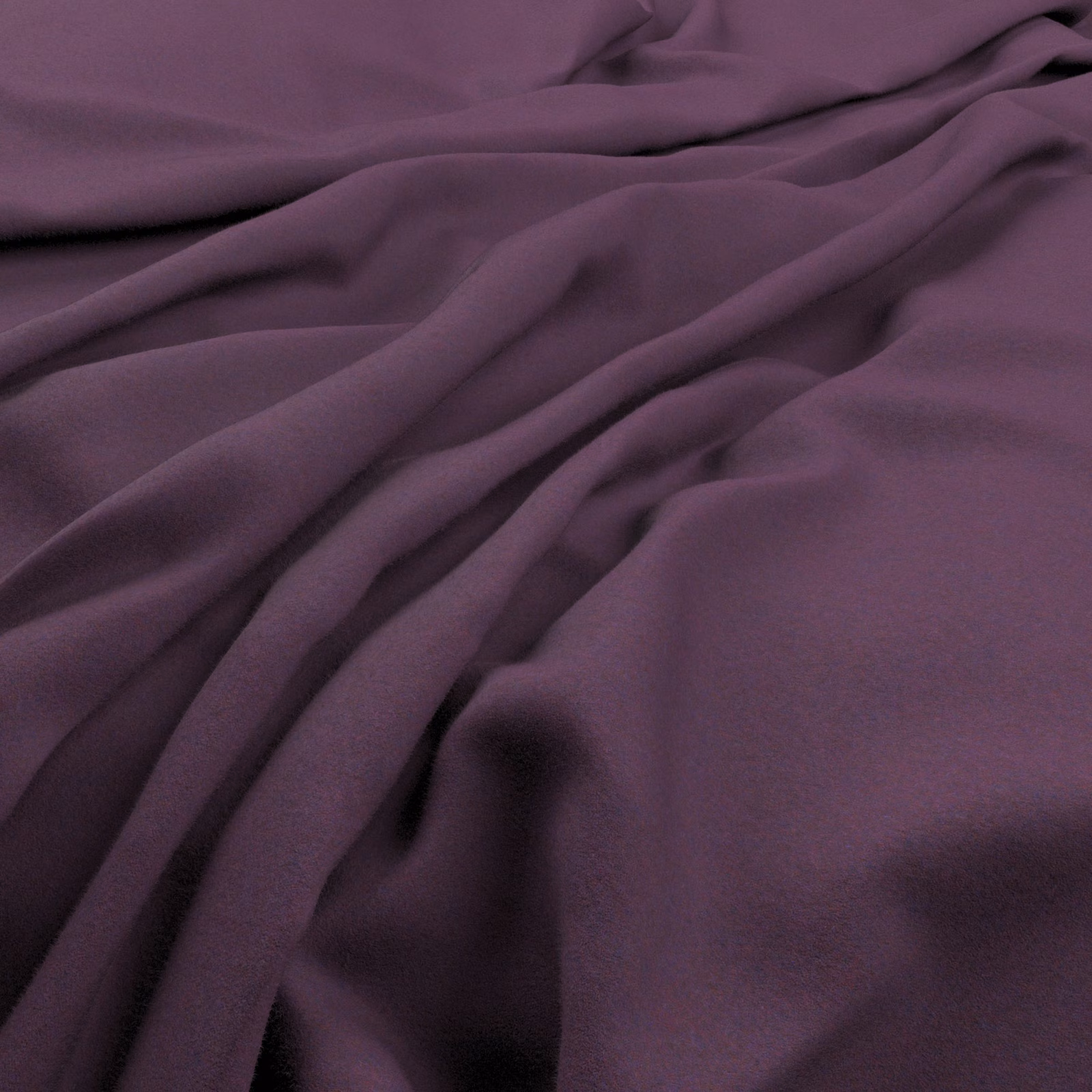 Deep aubergine purple fabric falling in smooth, softly highlighted folds