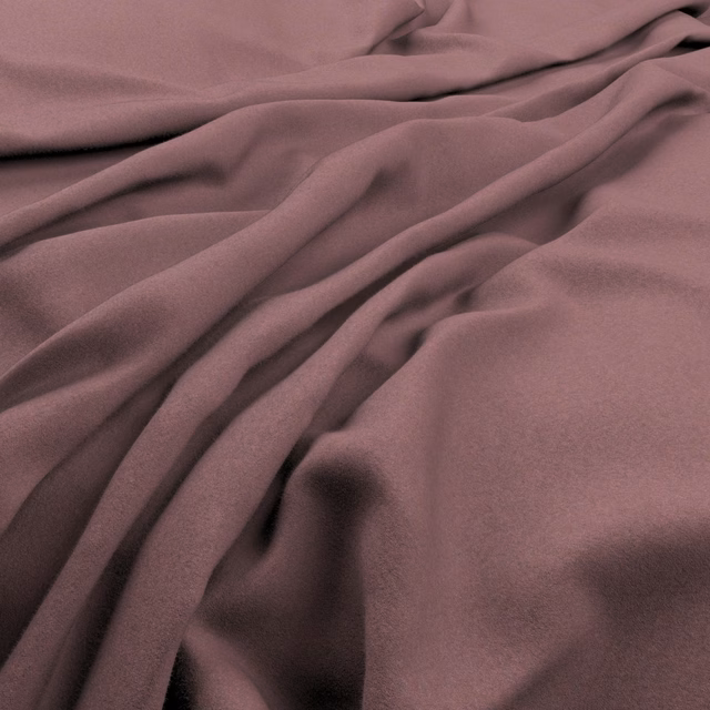 Draped plain fabric in dusty thistle mauve with smooth fluid folds