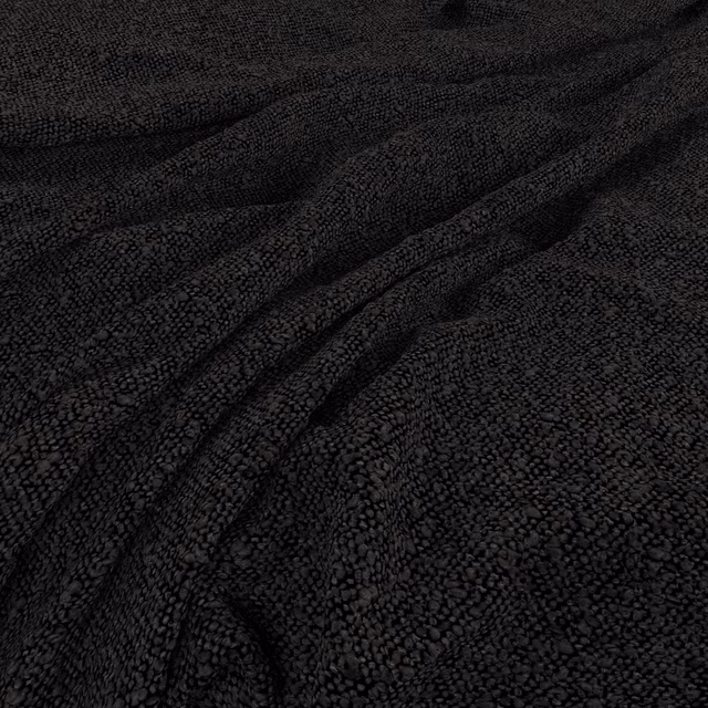 Near-black Andes fabric showing a raised pebble weave and softly folded surface