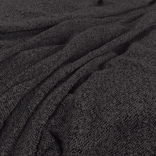 Dark steel-grey fabric with a small nubby weave gathered into soft folds