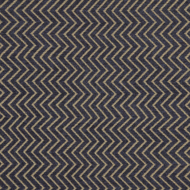 Close-up of navy and tan zigzag woven upholstery fabric