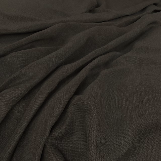 Deep bitter-brown woven fabric falling in soft, fluid folds with subtle charcoal texture