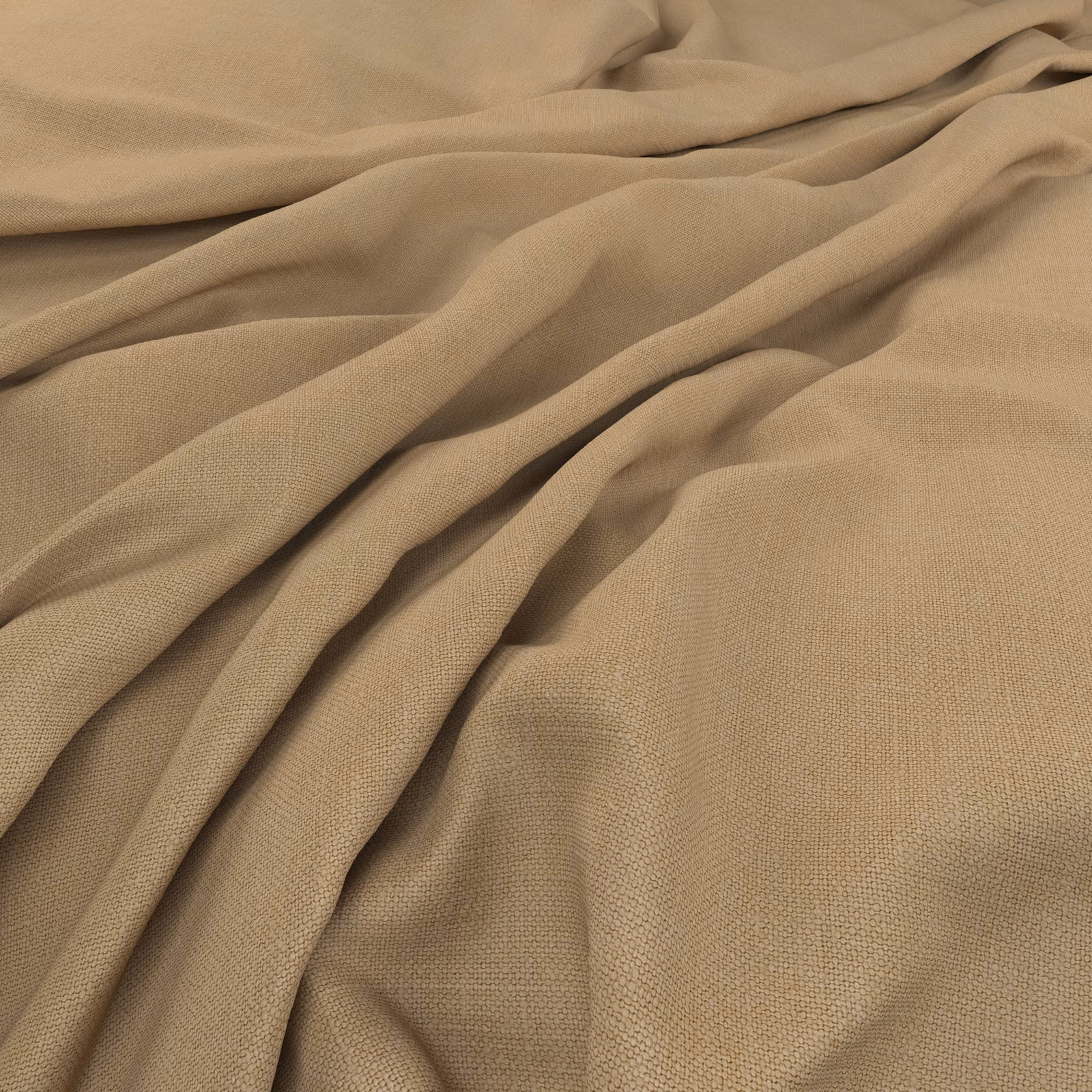 Warm butter-beige finely woven fabric gathered into soft fluid folds