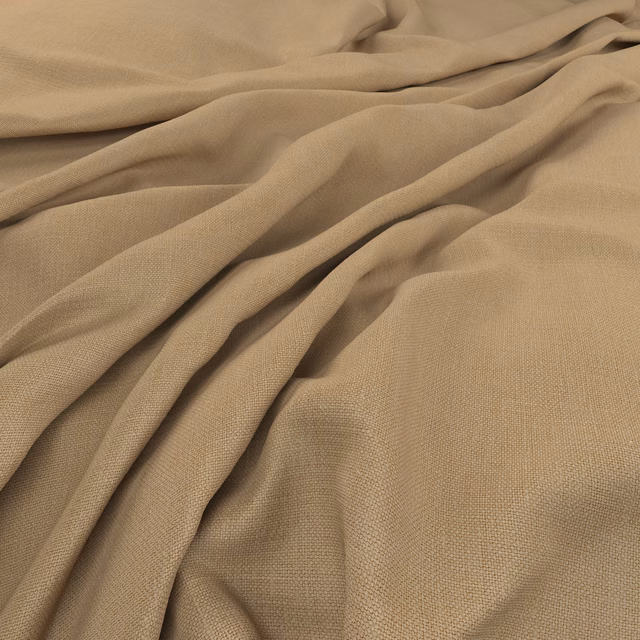 Warm butter-beige finely woven fabric gathered into soft fluid folds