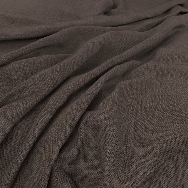 Deep taupe-brown woven fabric draped into softly shadowed folds