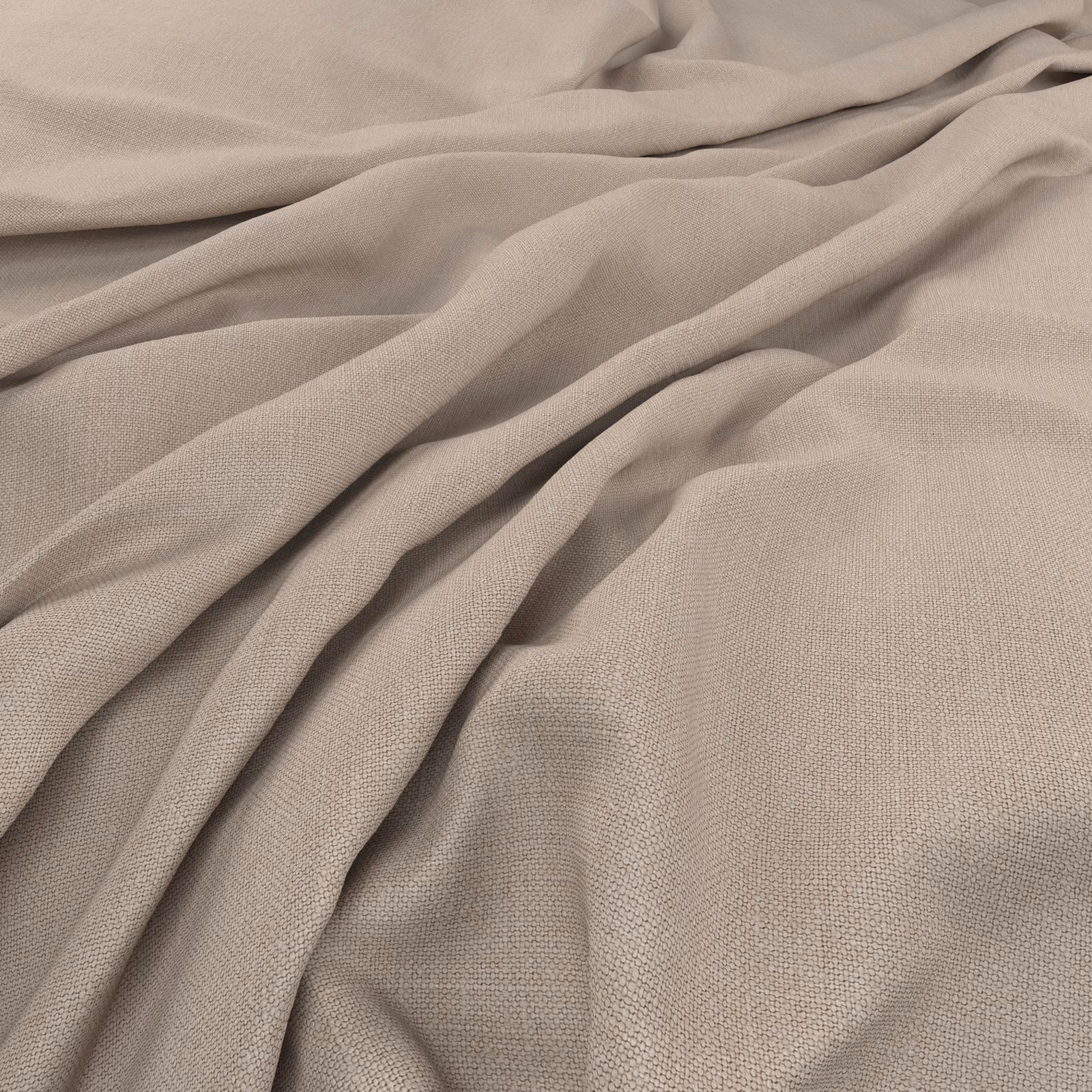 Soft taupe Feather fabric with fine weave, gathered into fluid folds