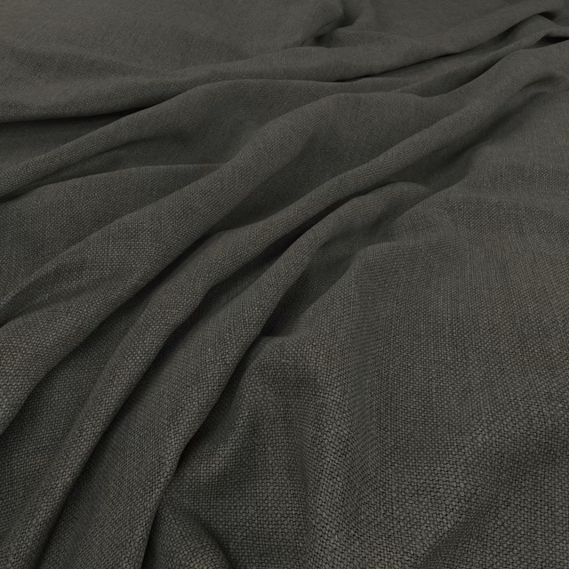 Dark olive-grey plain weave fabric draped into softly textured folds