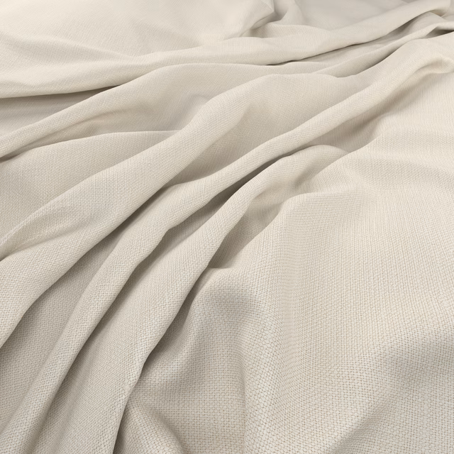 Warm ivory finely woven fabric gathered into soft fluid folds