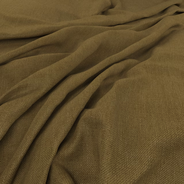 Draped olive-brown plain-weave fabric showing fine texture and deep soft folds