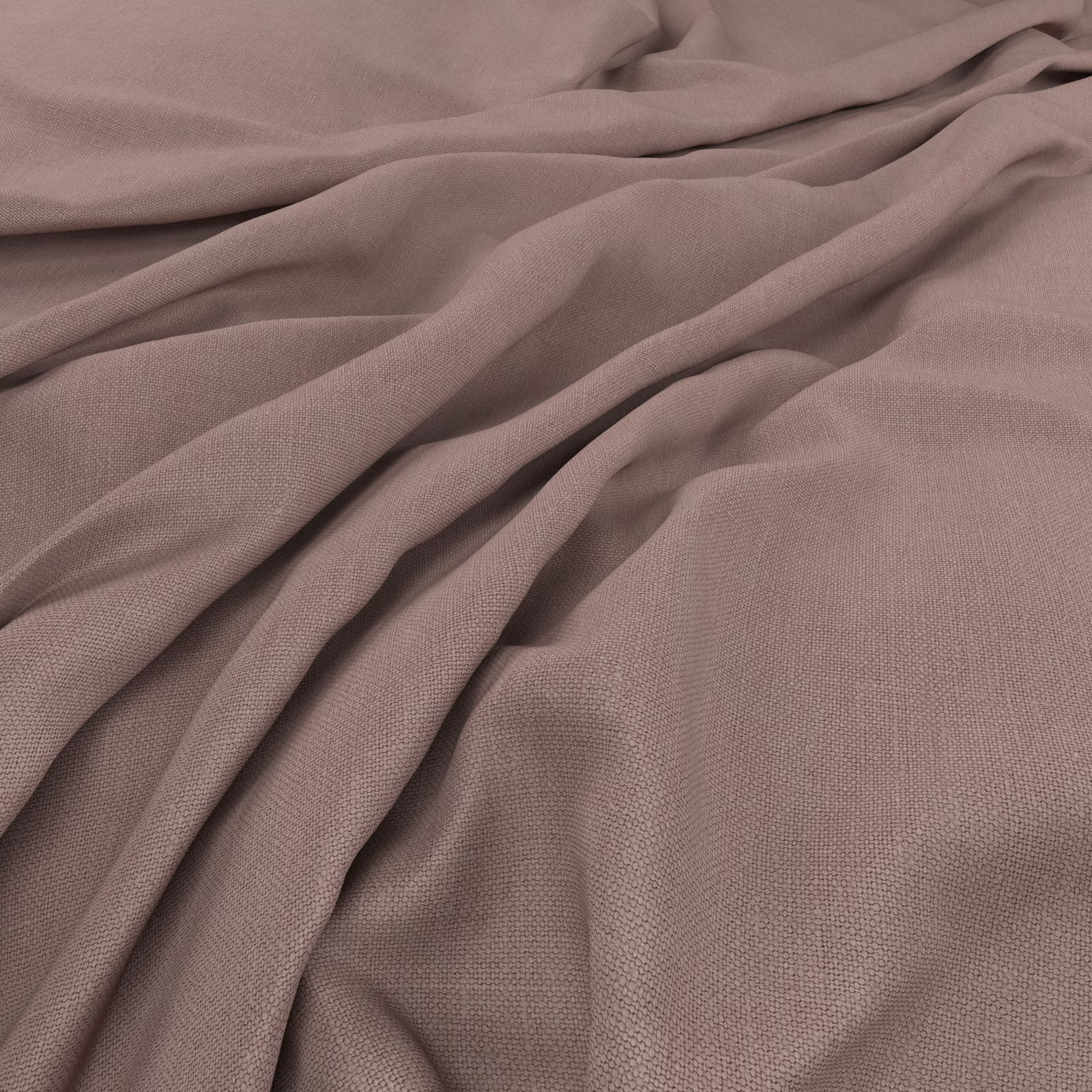 Dusty mauve orchid fabric with fine plain weave and fluid gathered folds