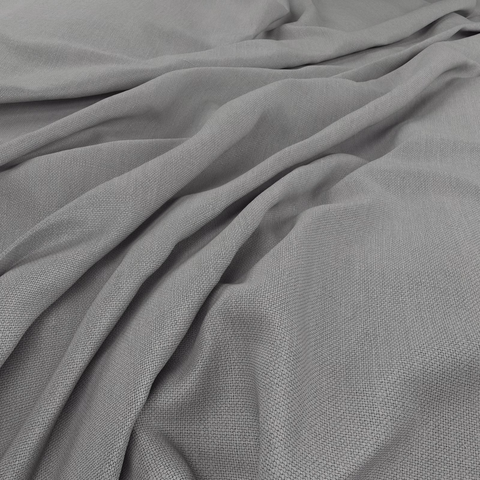 Cool Seamist grey plain weave gathered into soft, fluid folds