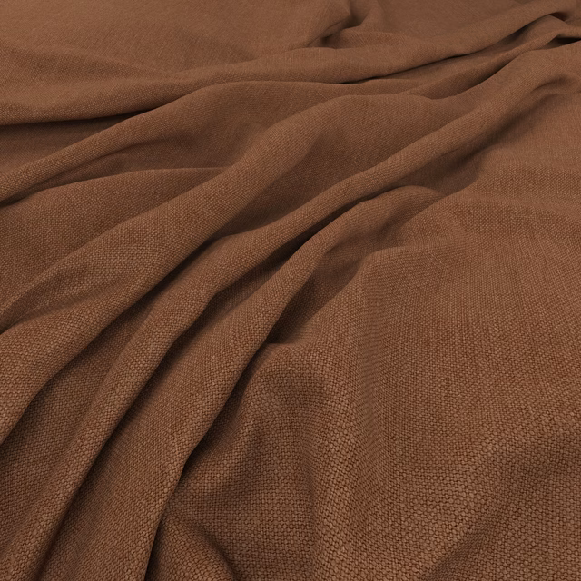 Warm chestnut brown plain-weave fabric shown in softly gathered folds