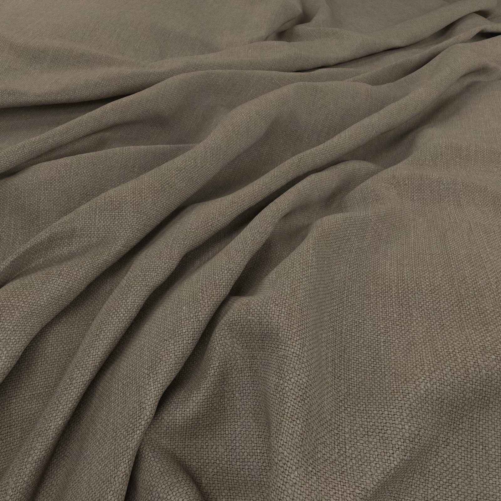 Warm taupe twill fabric folded to reveal a fine, even woven texture