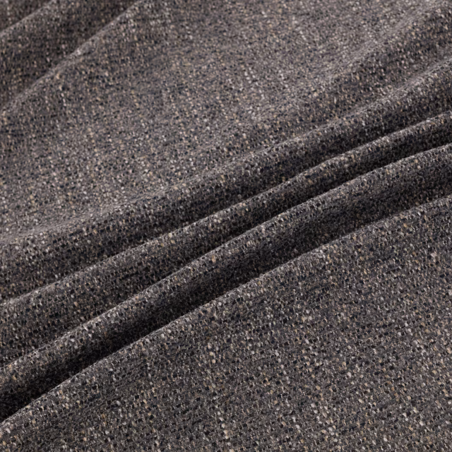 Charcoal-grey Arezzo fabric with a finely flecked weave draped into soft folds